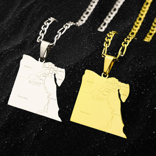 Egypt Map Necklace With City Names