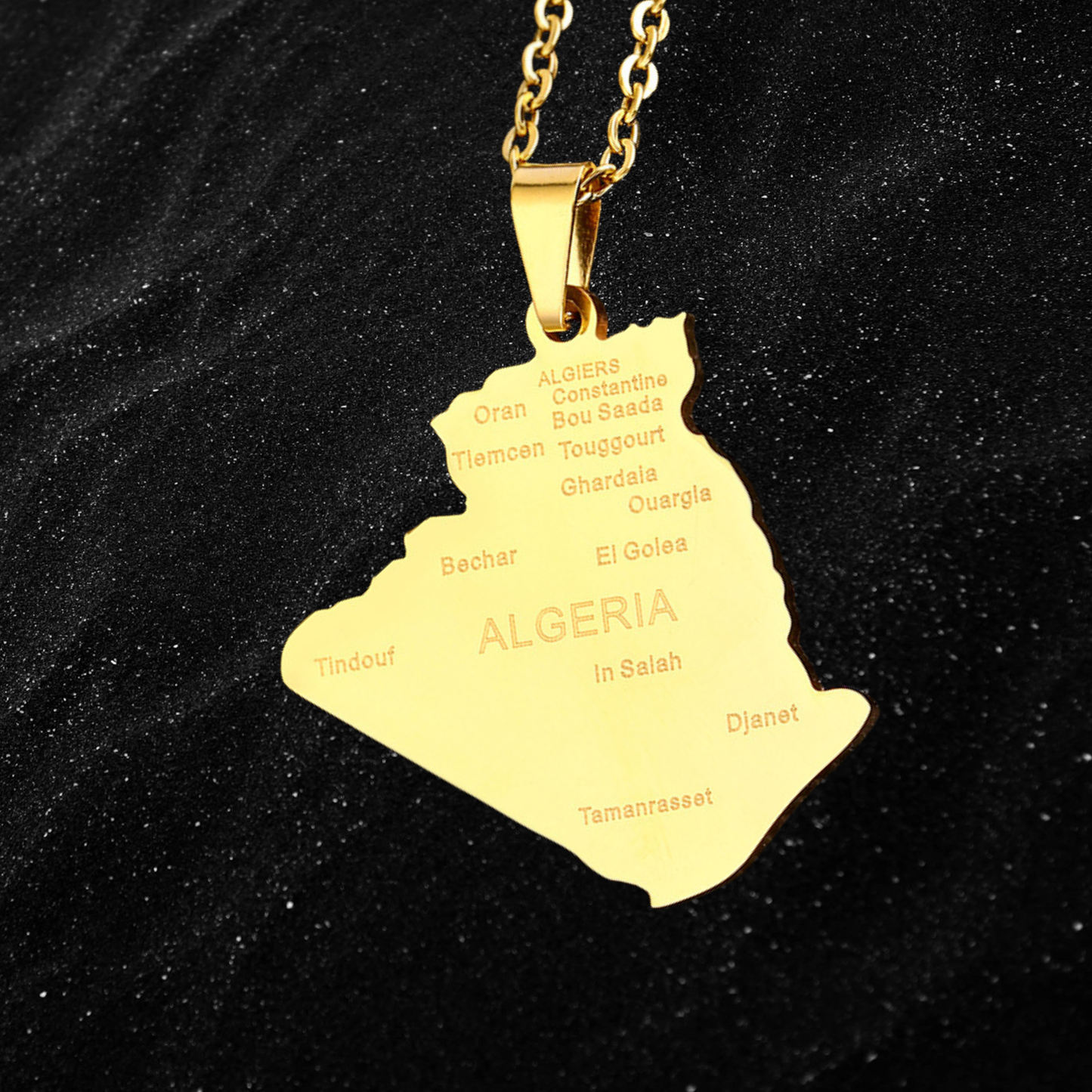 Algeria Map Necklace With City Names