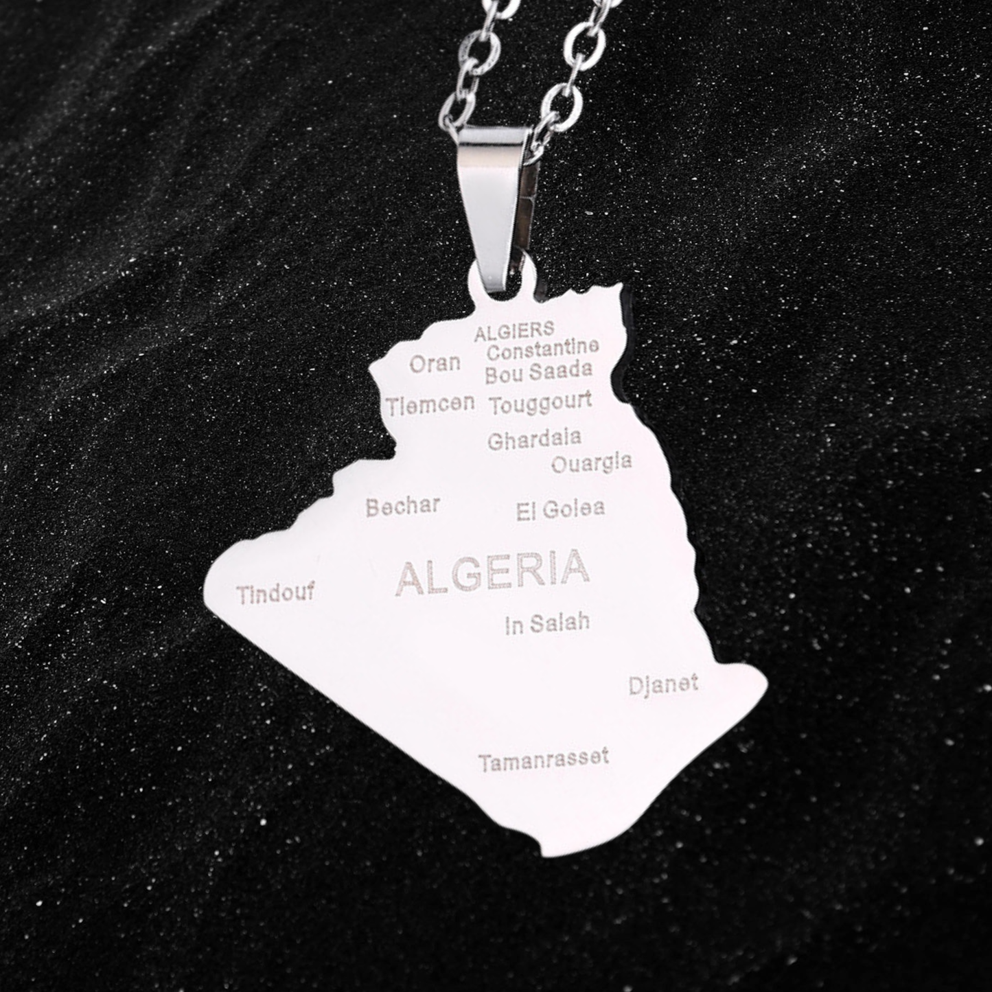 Algeria Map Necklace With City Names
