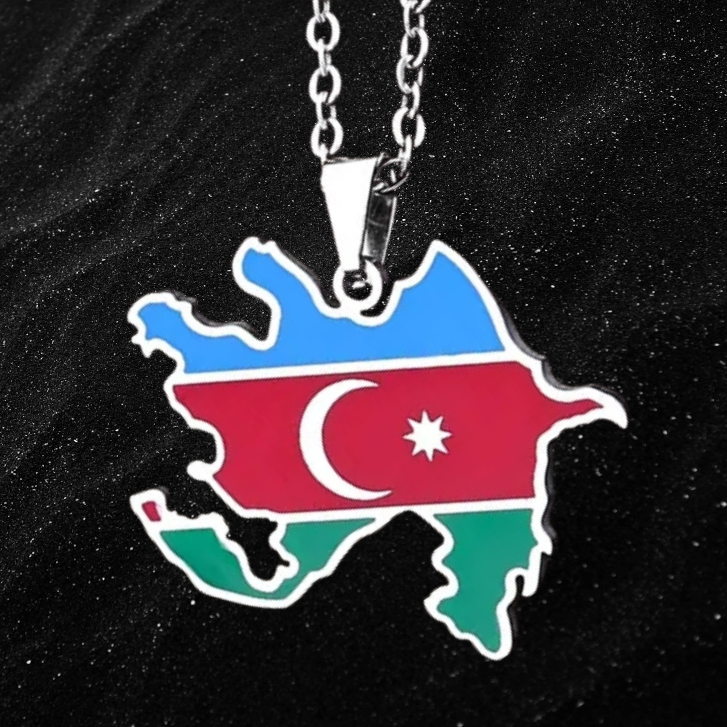 Azerbaijan Map Necklace With Colored Flag