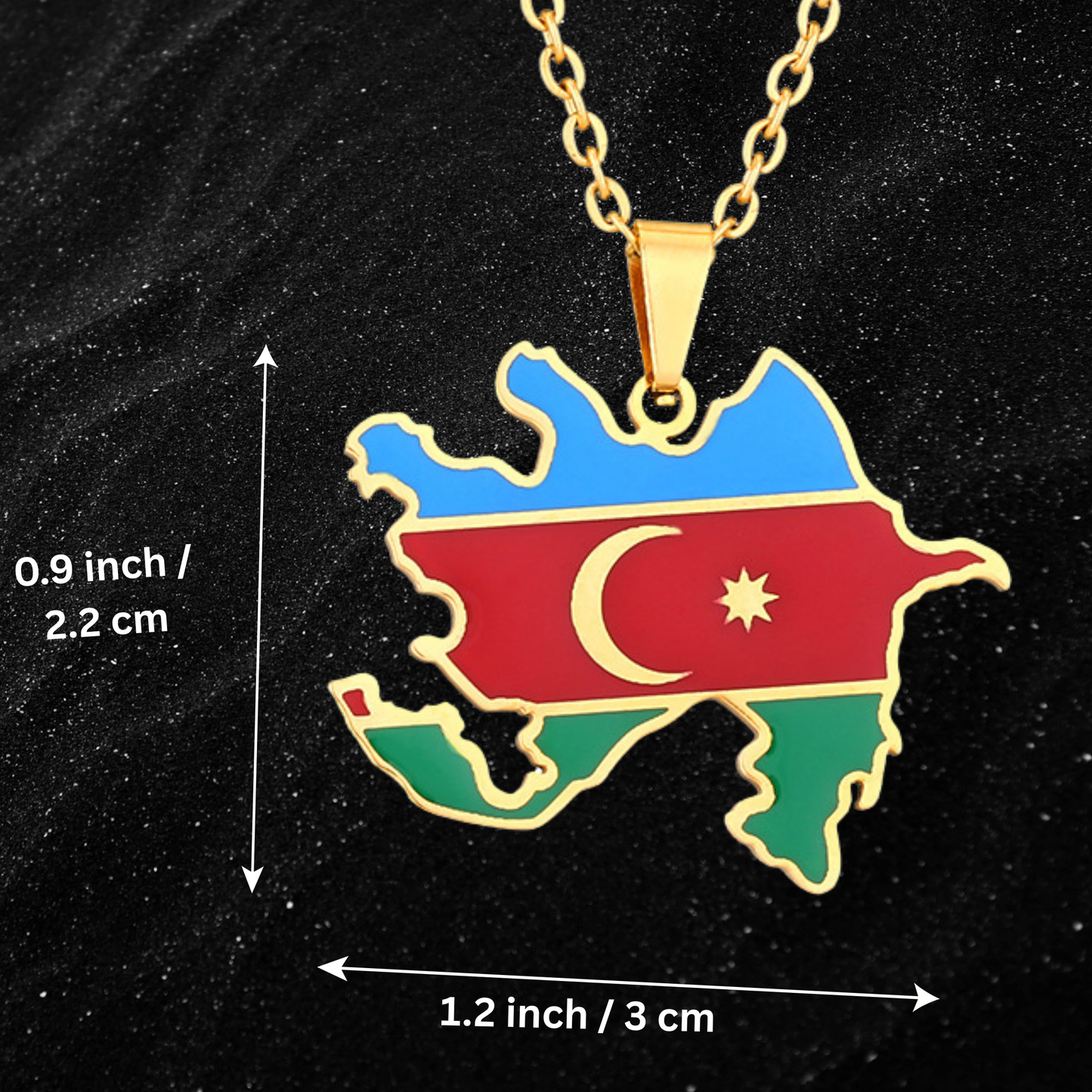 Azerbaijan Map Necklace With Colored Flag