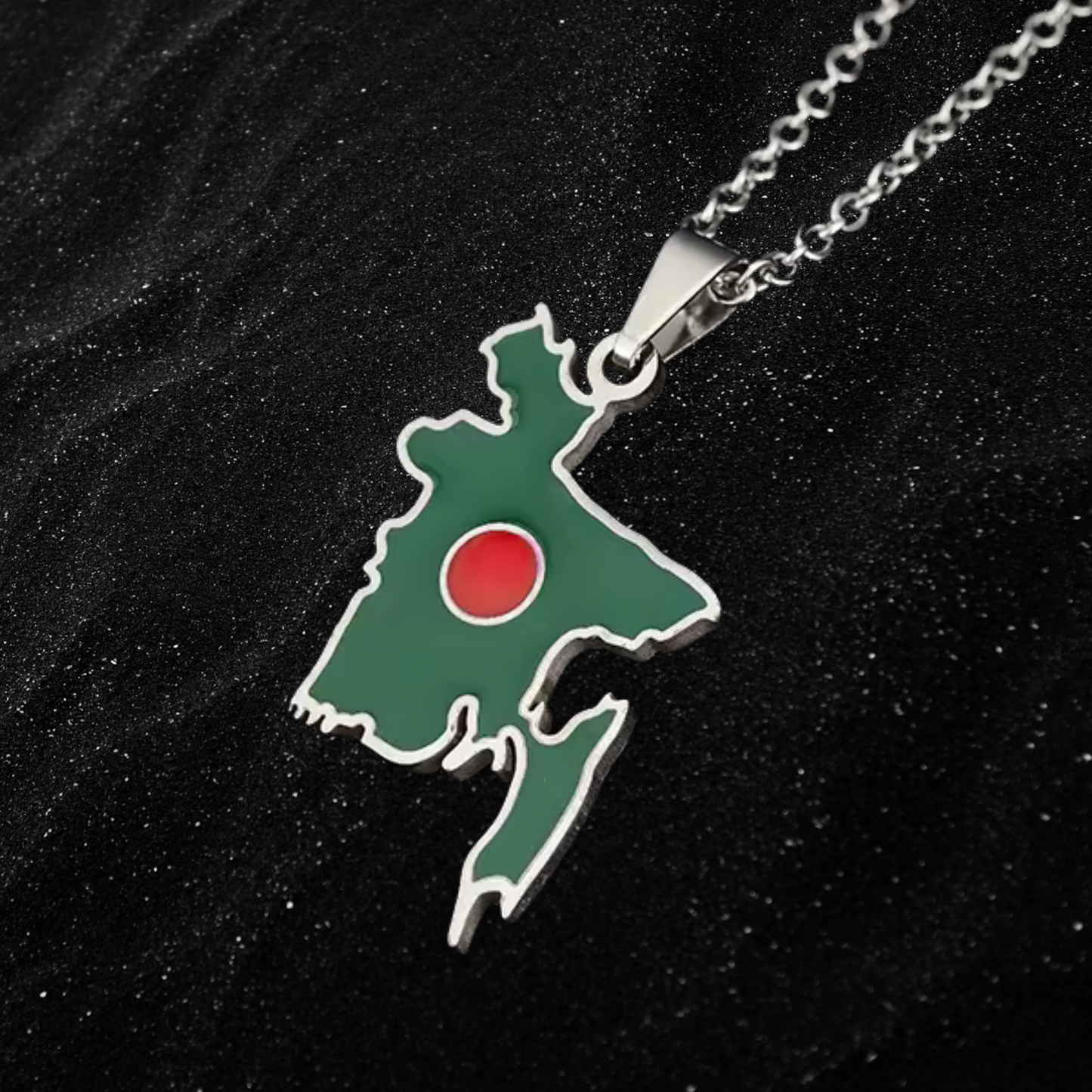 Bangladesh Map Necklace With Colored Flag