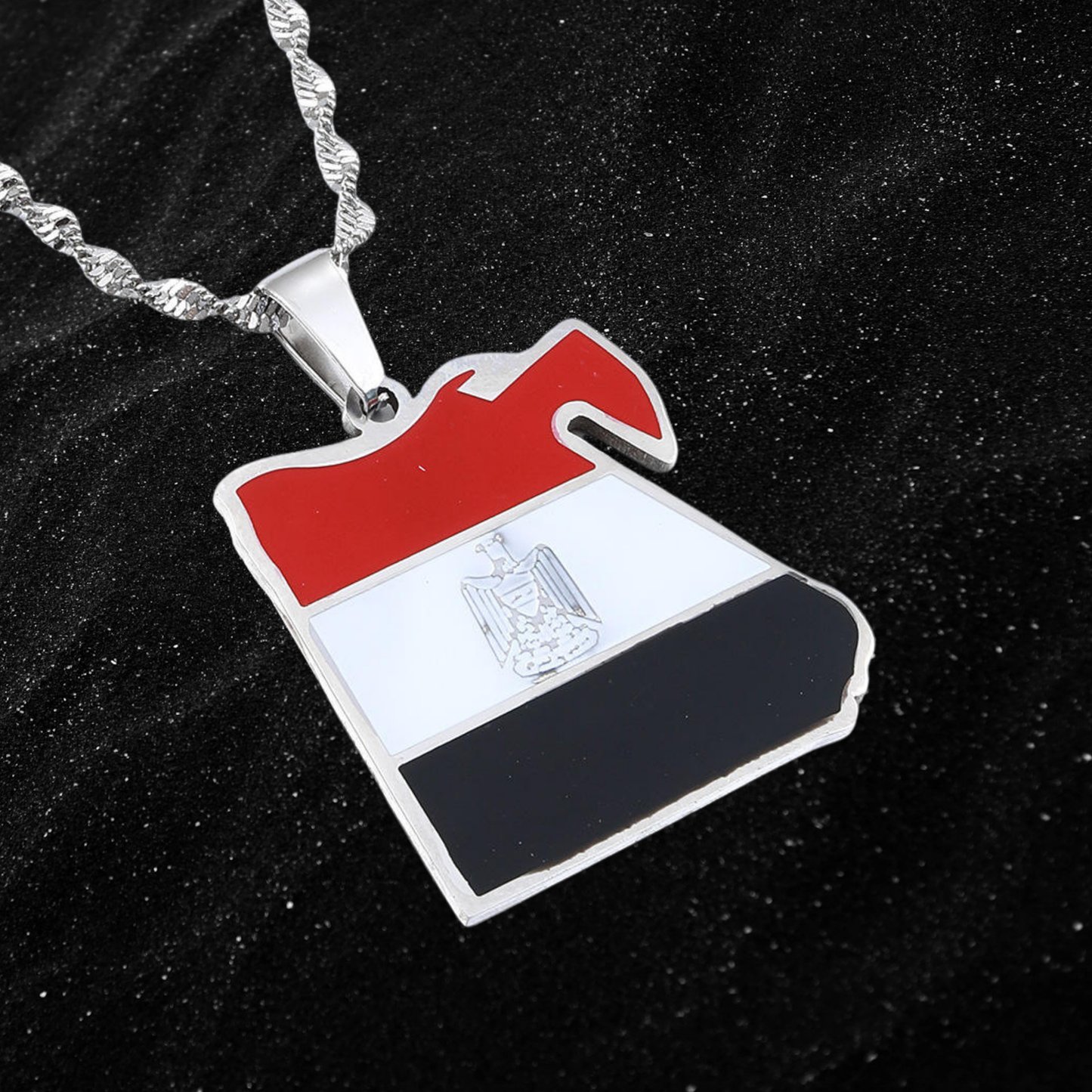 Egypt Map Necklace With Colored Flag