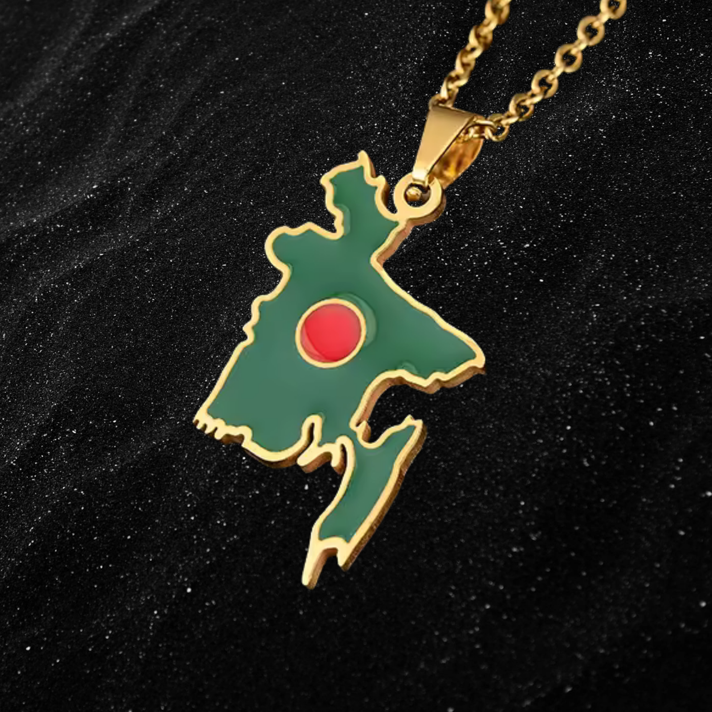 Bangladesh Map Necklace With Colored Flag