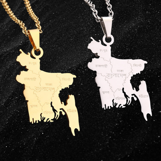 Bangladesh Map Necklace With City Names