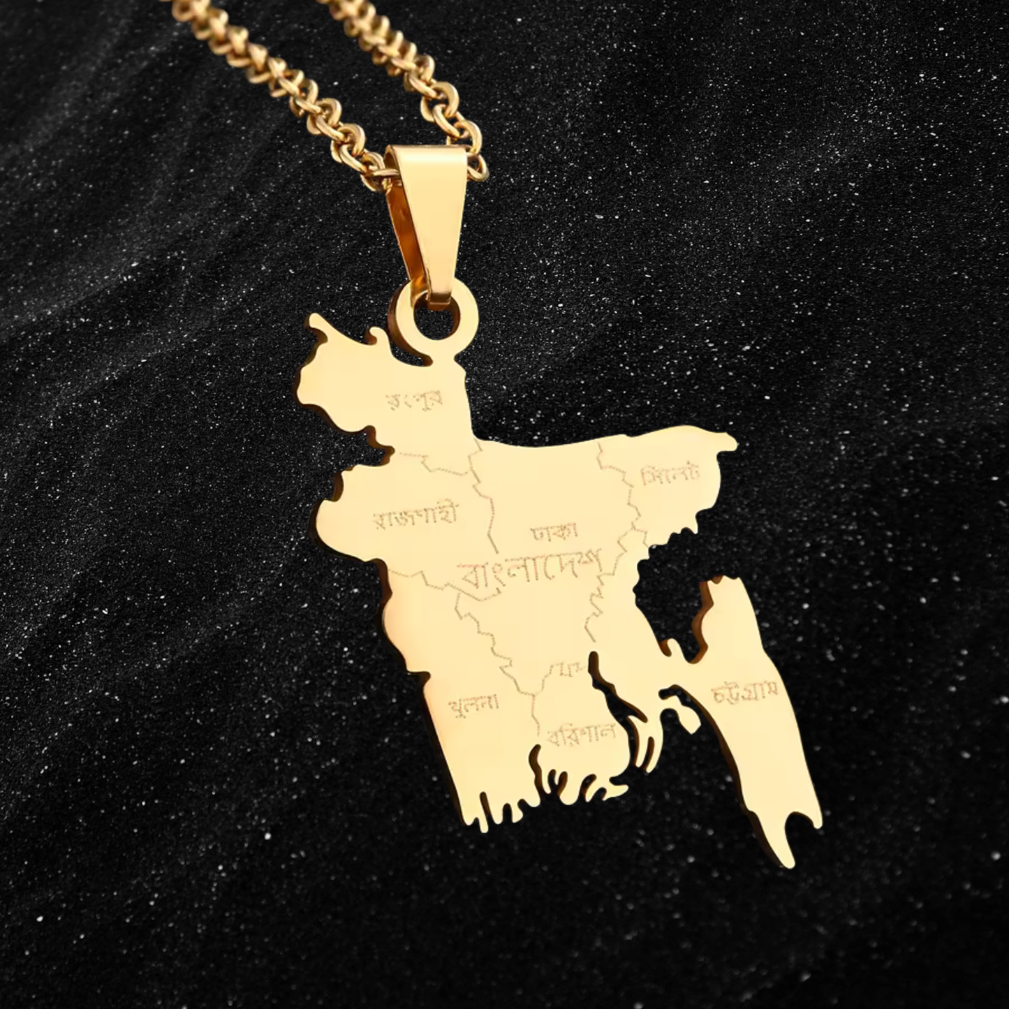 Bangladesh Map Necklace With City Names