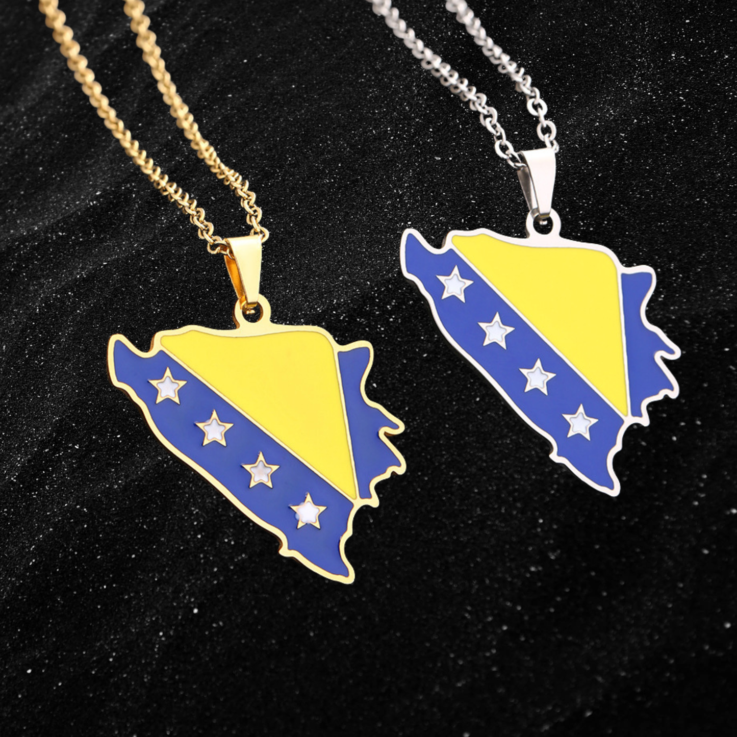 Bosnia Map Necklace With Colored Flag