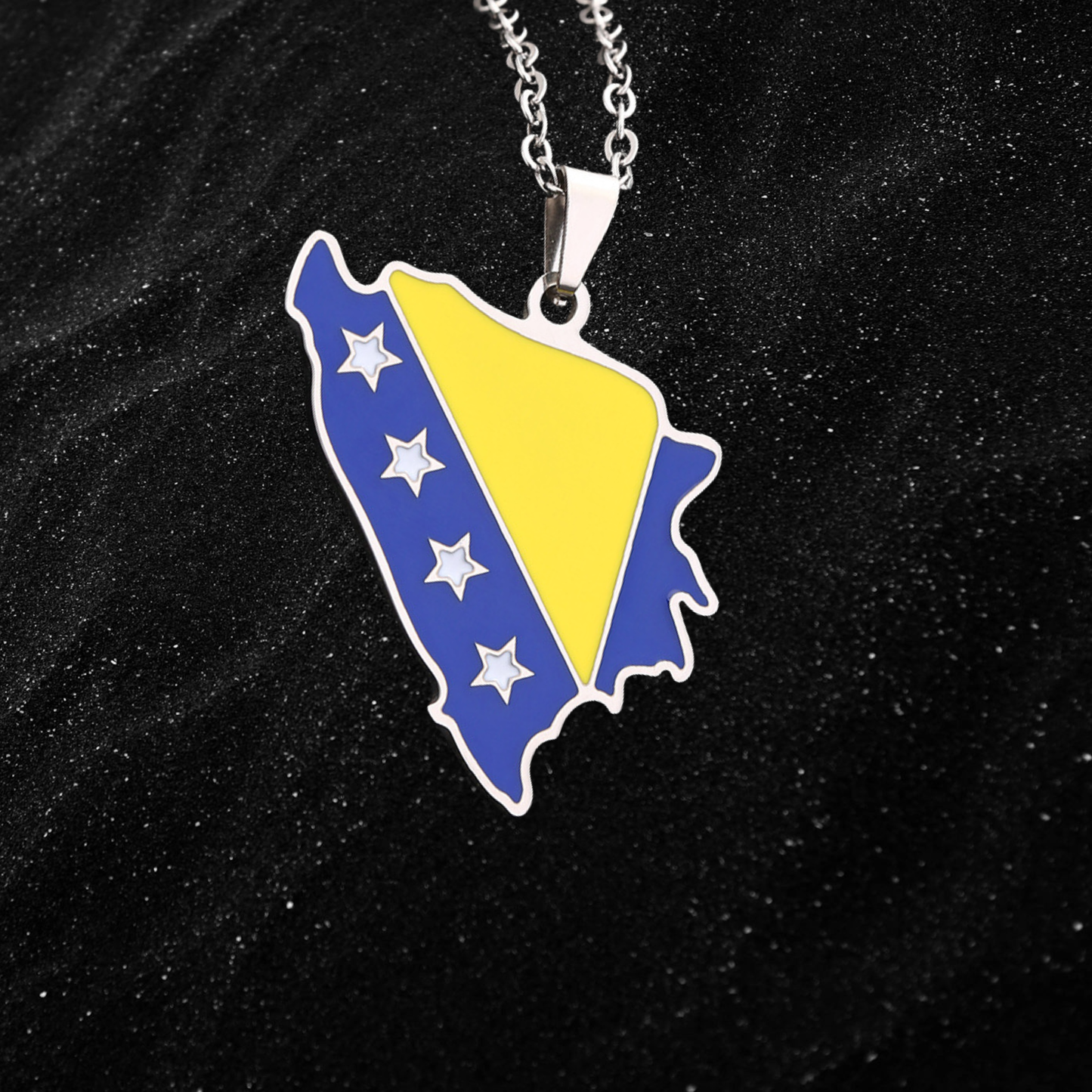 Bosnia Map Necklace With Colored Flag