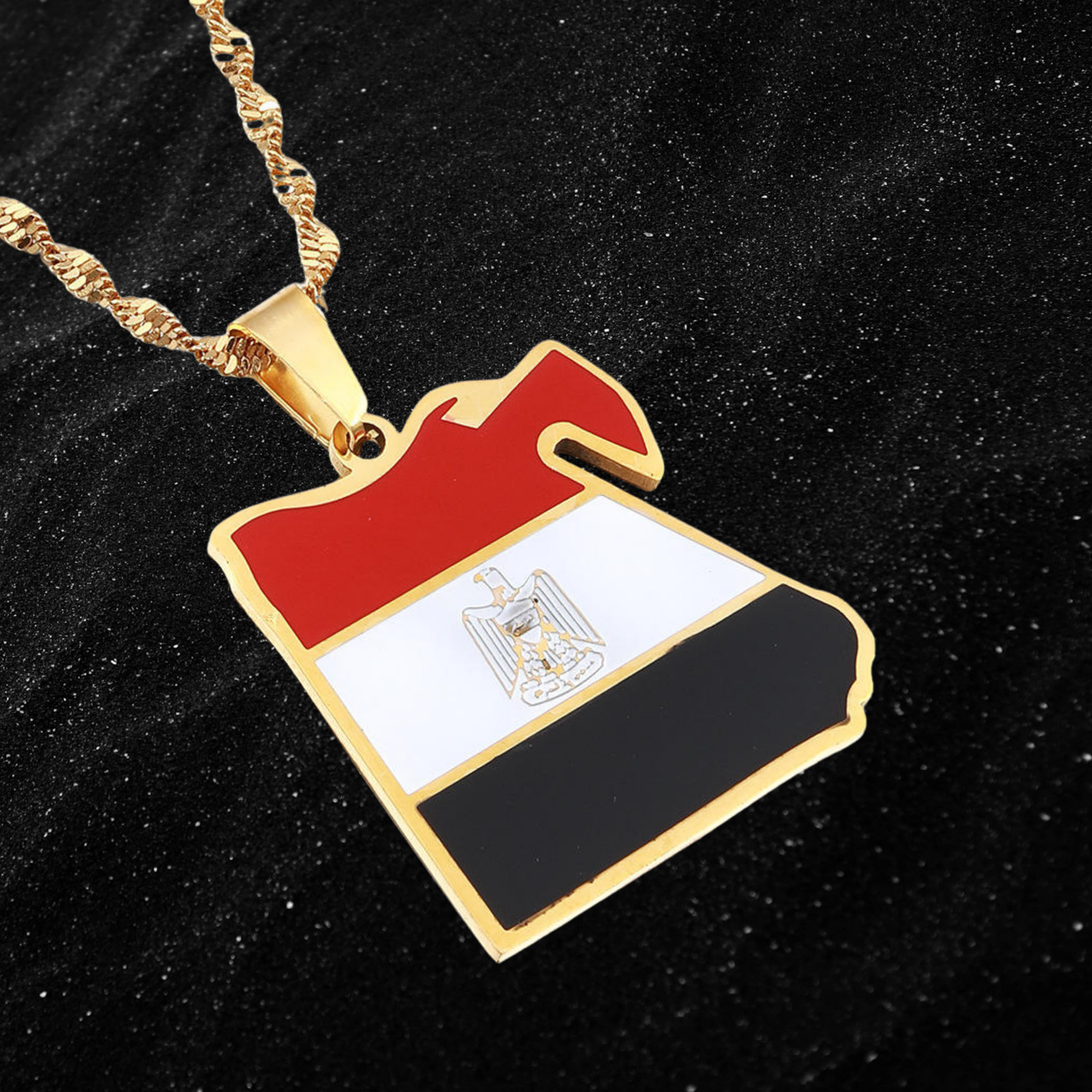 Egypt Map Necklace With Colored Flag