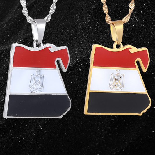 Egypt Map Necklace With Colored Flag